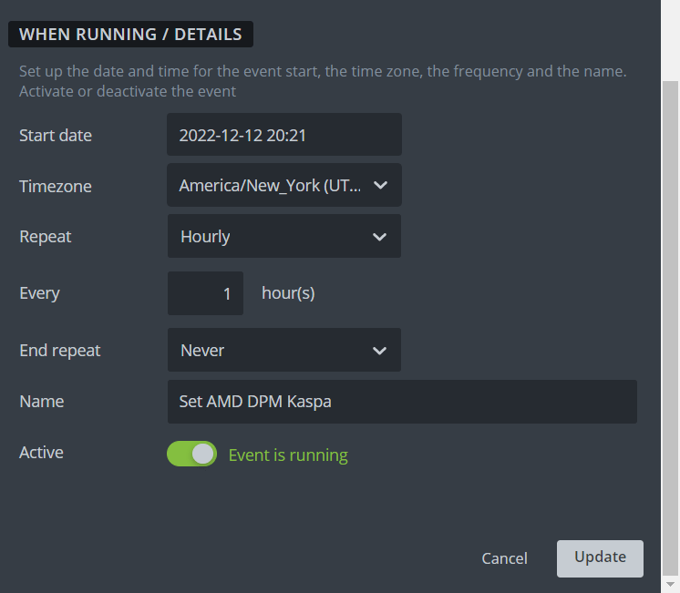 Schedule frequency in HiveOS