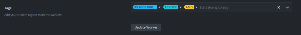 Worker tags in HiveOS